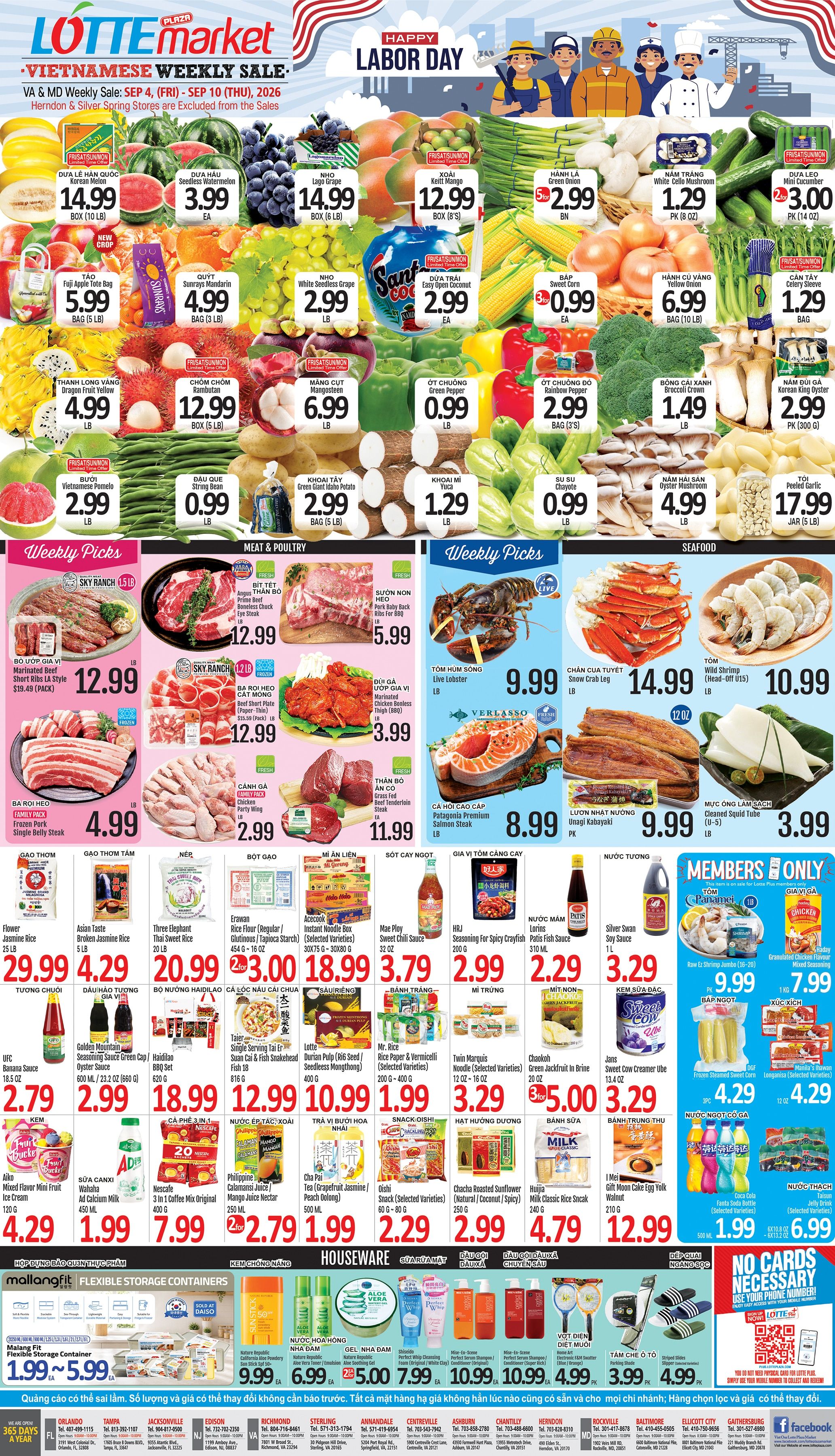 Lotte Plaza Market (Virginia) Vietnamese Weekly Ad September 4 - 10, 2026