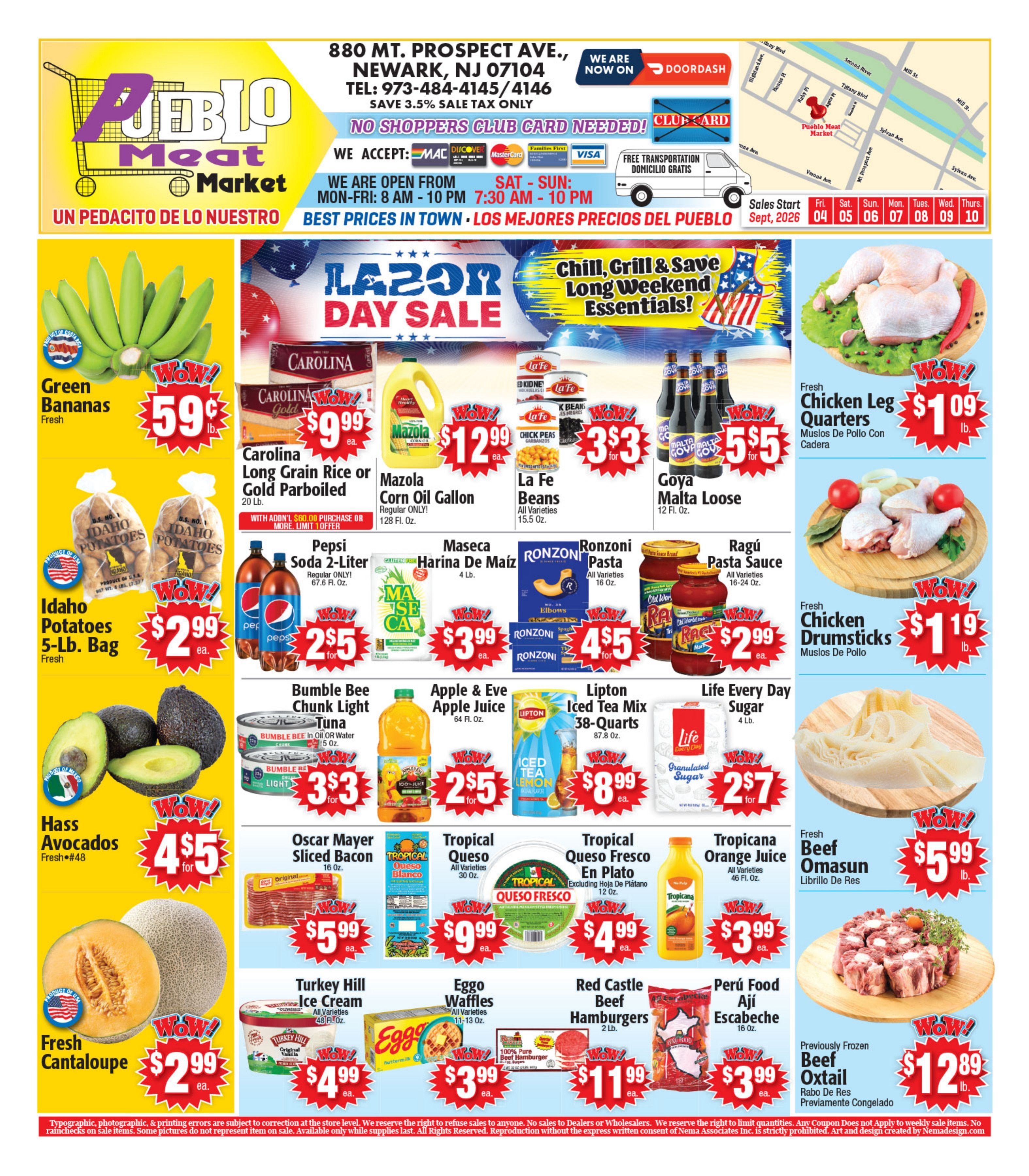 Pueblo Meat Market (880 Mt. Prospect Avenue, Newark, NJ) Weekly Ad September 5 - 11, 2026