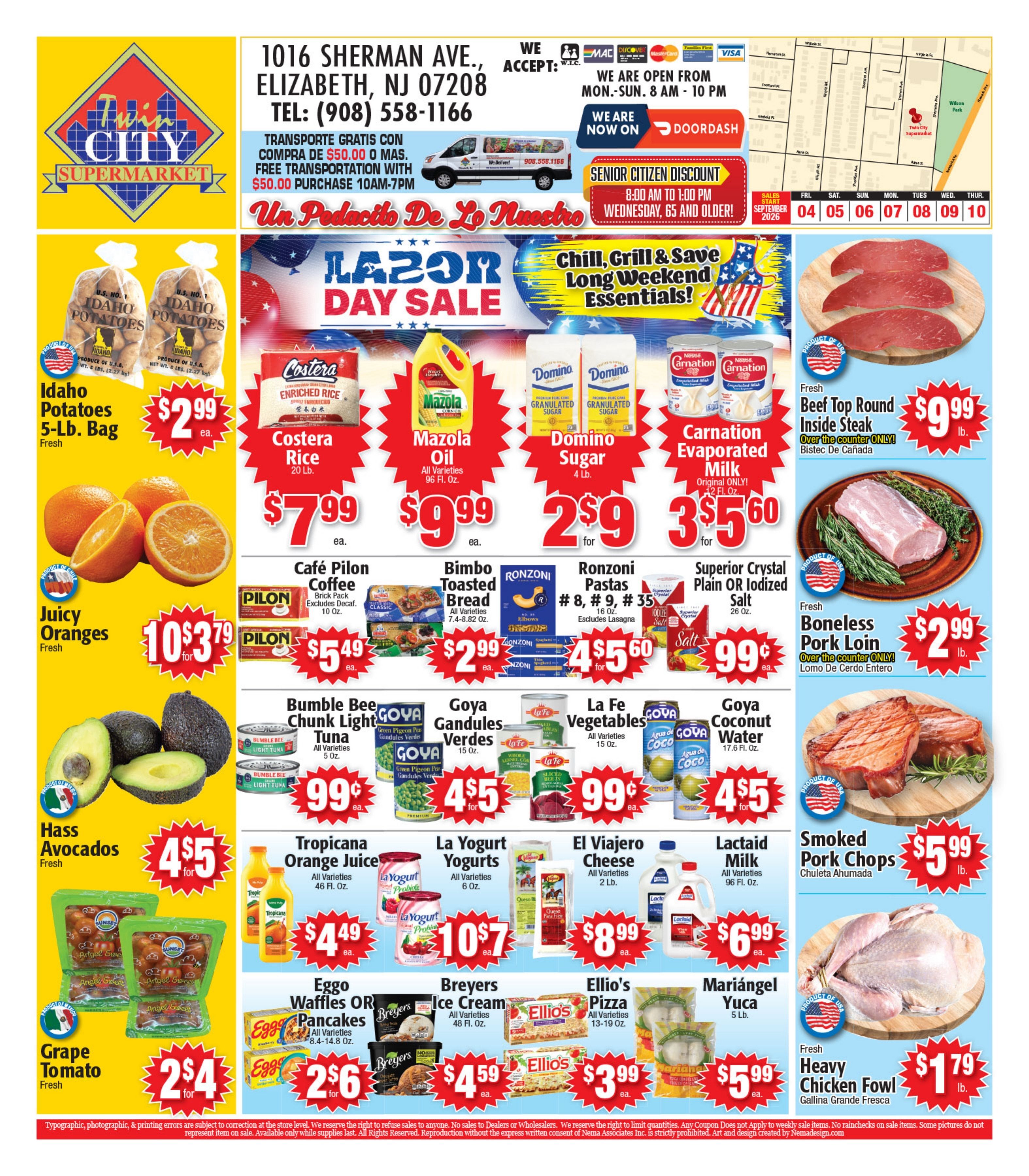 Twin City Supermarket (1016 Sherman Avenue, Elizabeth, NJ) Weekly Ad September 5 - 11, 2026