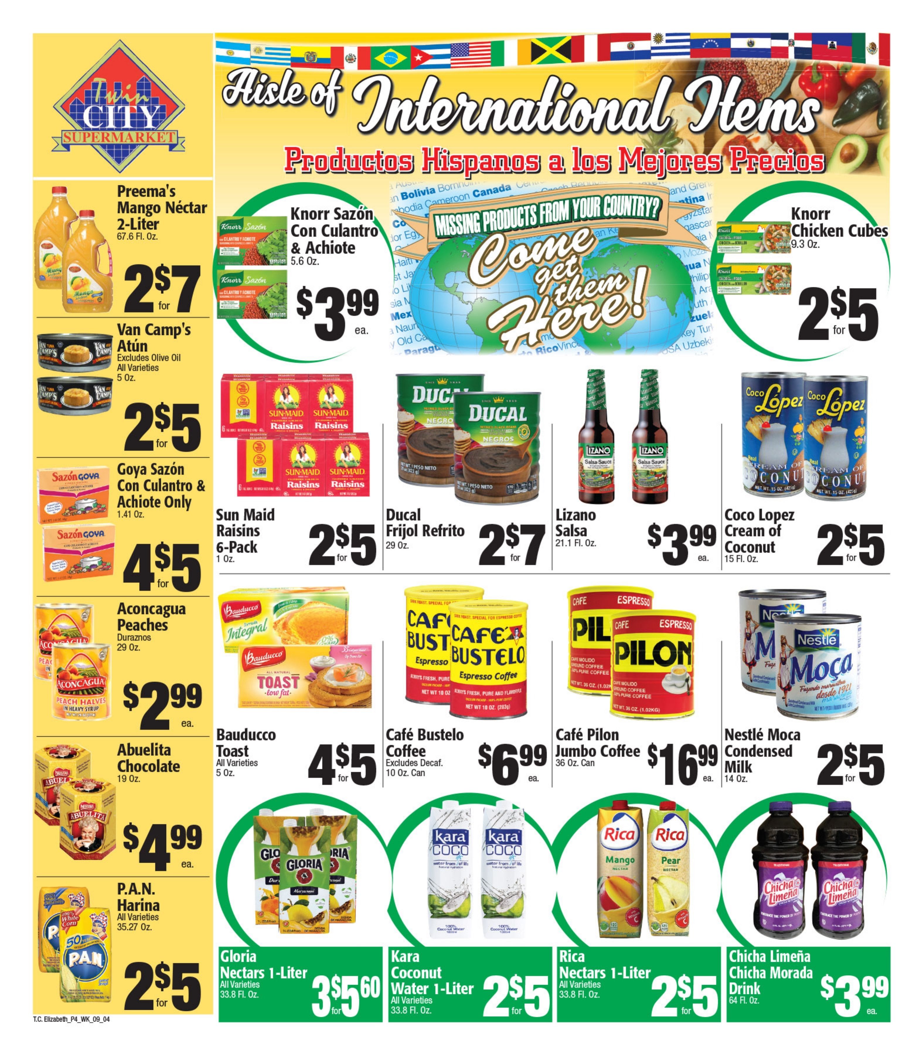 Twin City Supermarket (1016 Sherman Avenue, Elizabeth, NJ) Weekly Ad September 5 - 11, 2026