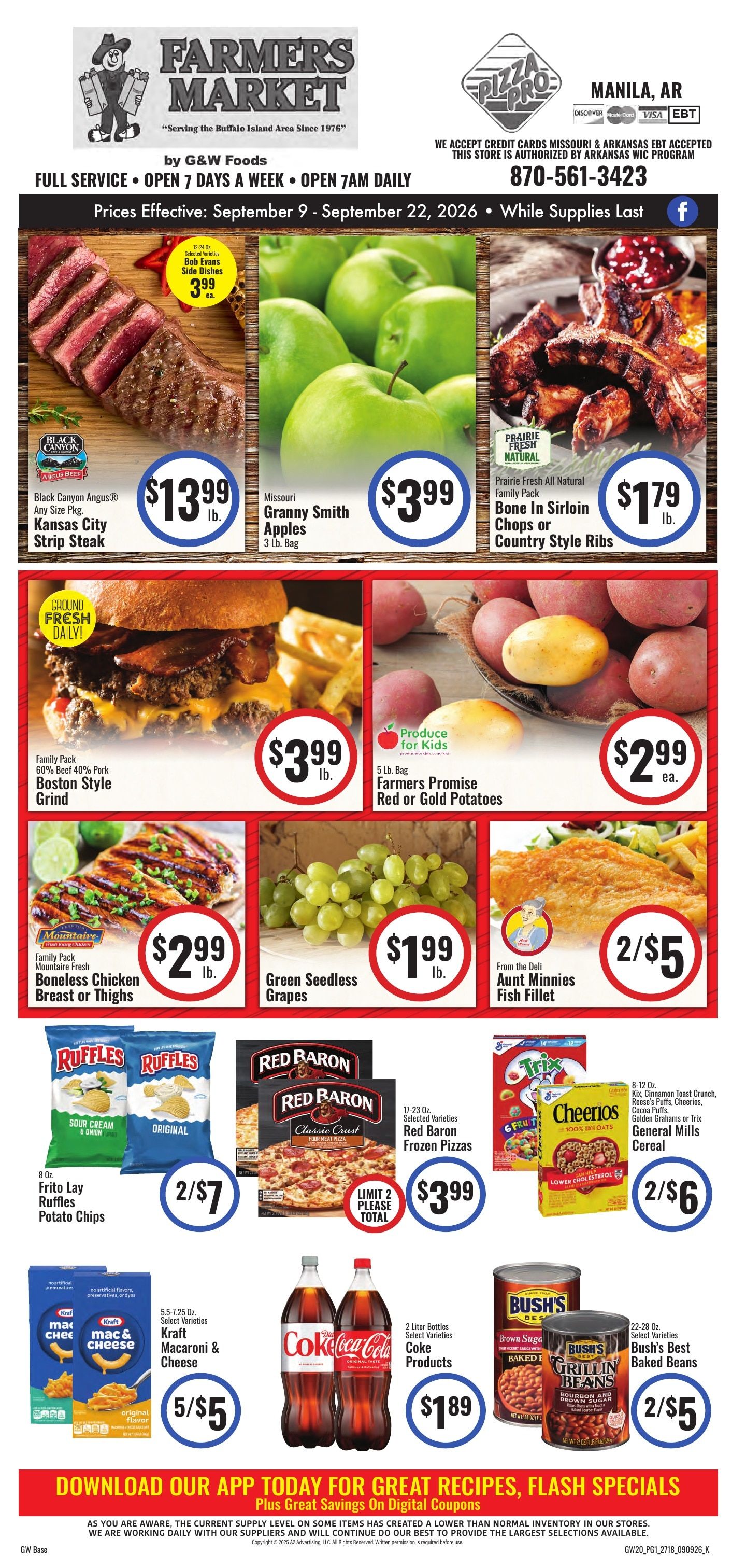 G&W Foods Farmers Market (Manila, AR) Weekly Ad September 9 - 22, 2026