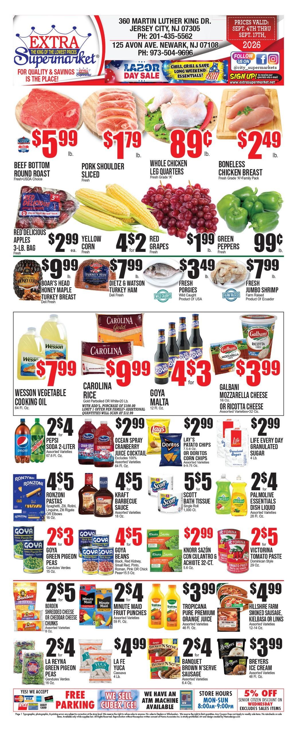 Extra Supermarket (Jersey City Area, NJ) Weekly Ad September 4 - 17, 2026