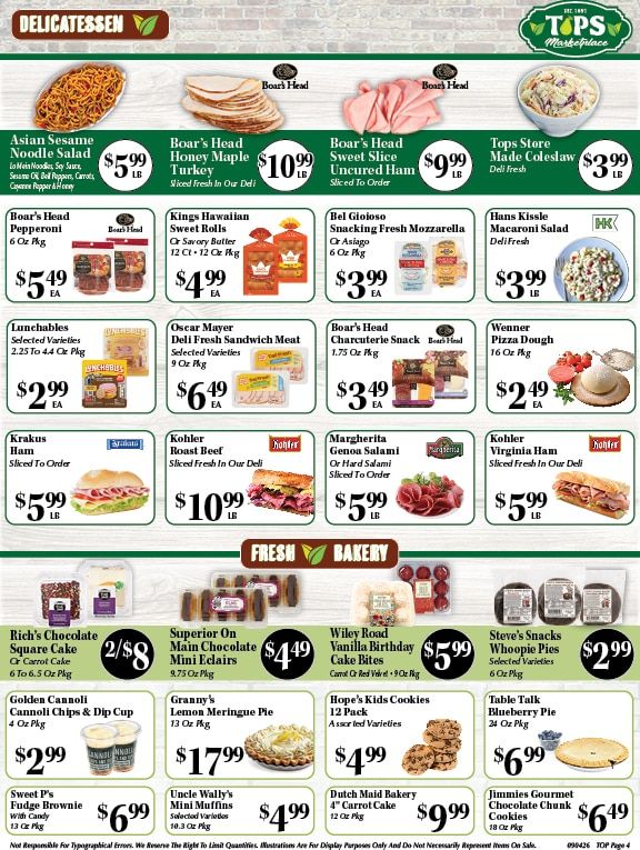 Tops Marketplace Weekly Ad September 4 - 10, 2026