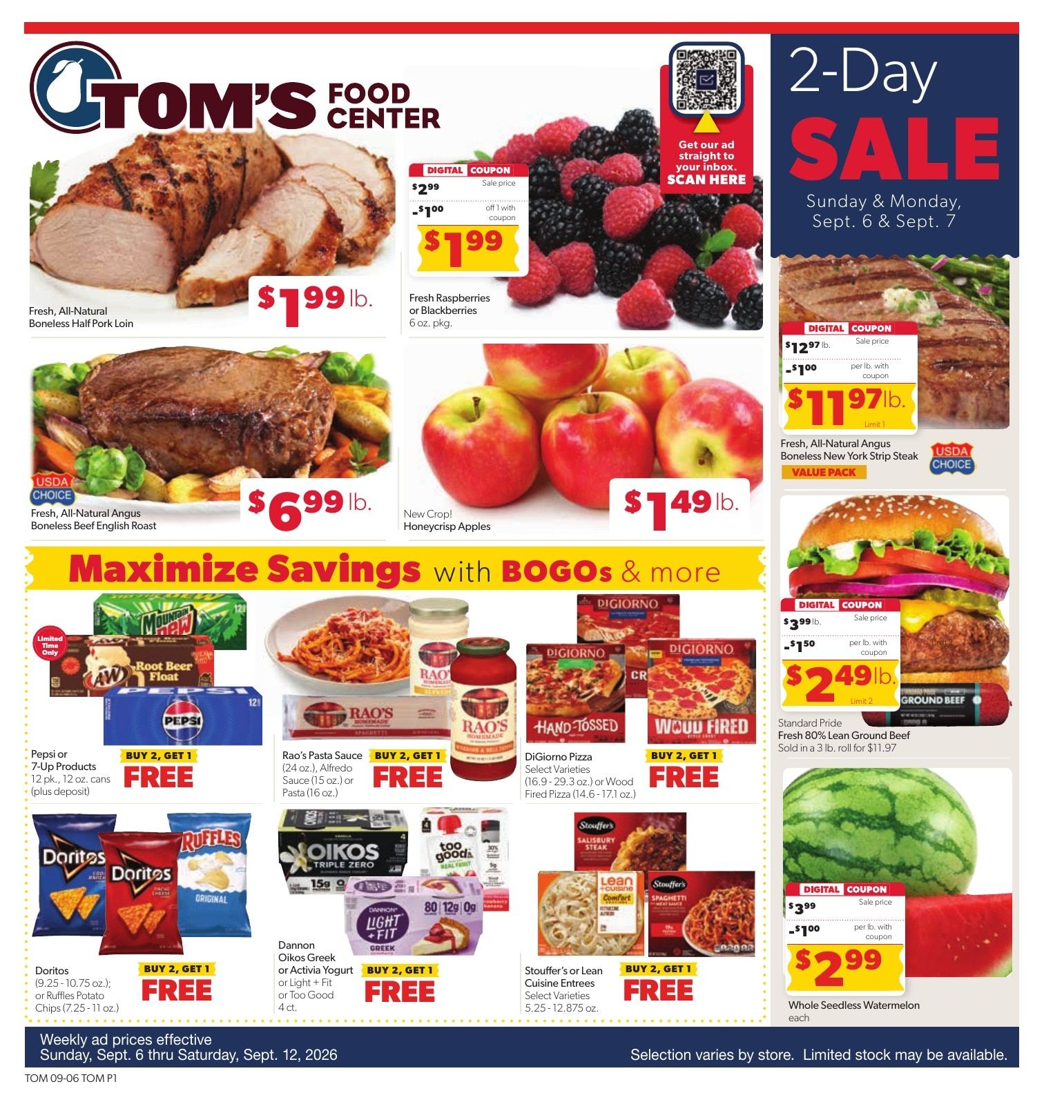 Tom's Food Center (Portland, MI) Weekly Ad September 6 - 12, 2026