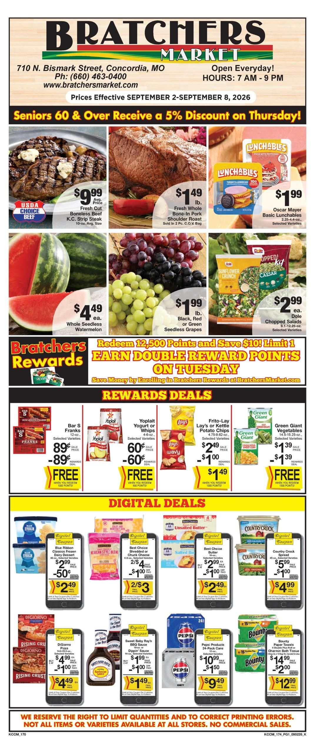 Bratchers Market Weekly Ad September 2 - 8, 2026