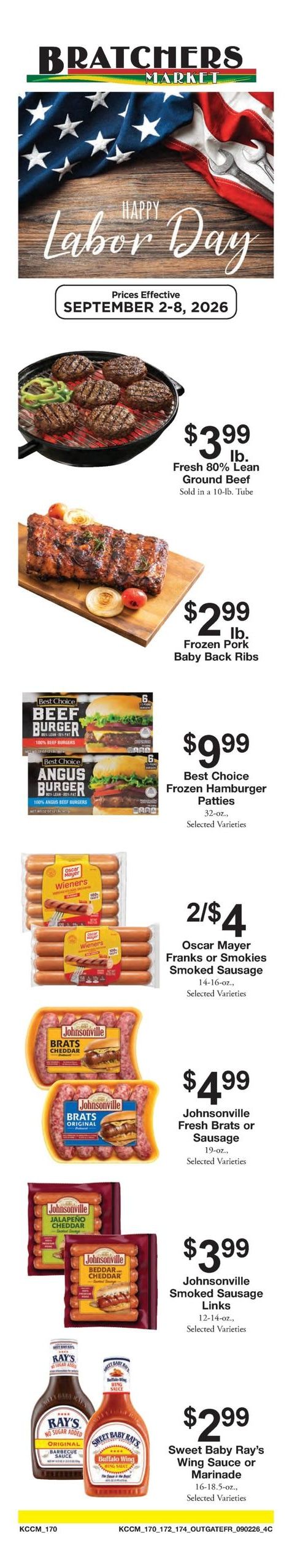Bratchers Market Weekly Ad September 2 - 8, 2026