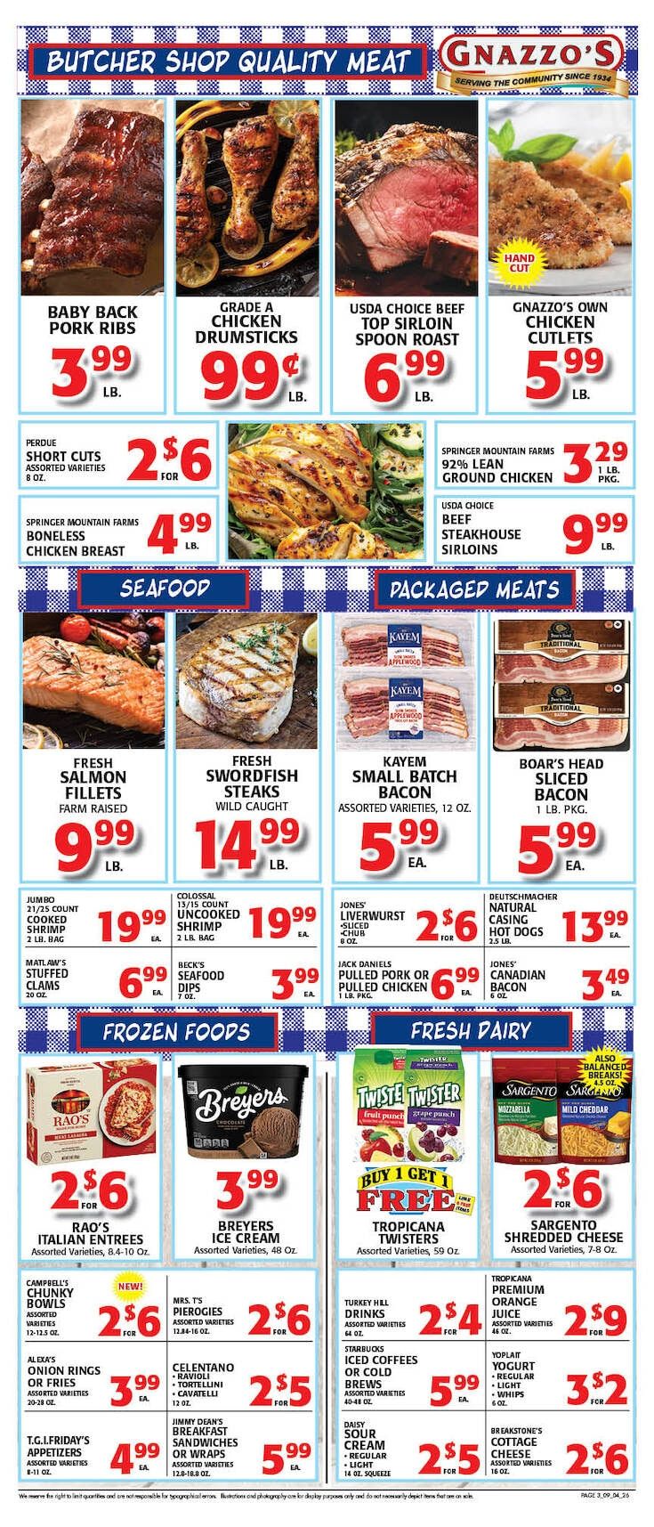 Gnazzo's Food Center Weekly Ad September 2 - 8, 2026
