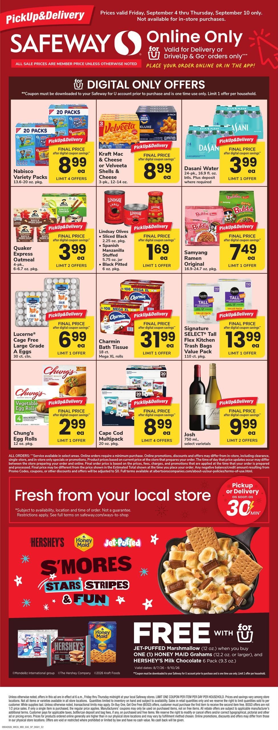 Safeway (Alexandria Area, VA) Bonus Online Savings Weekly Ad September 4 - 10, 2026