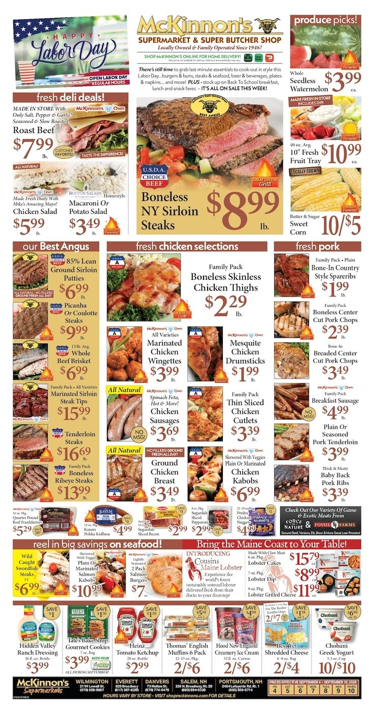 McKinnon's Supermarkets (Massachusetts, New Hampshire) Weekly Ad September 4 - 10, 2026