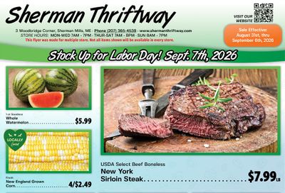 Sherman Thriftway Weekly Ad September 4 - 10, 2026