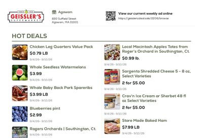 Geissler's Supermarket Weekly Ad September 4 - 10, 2026