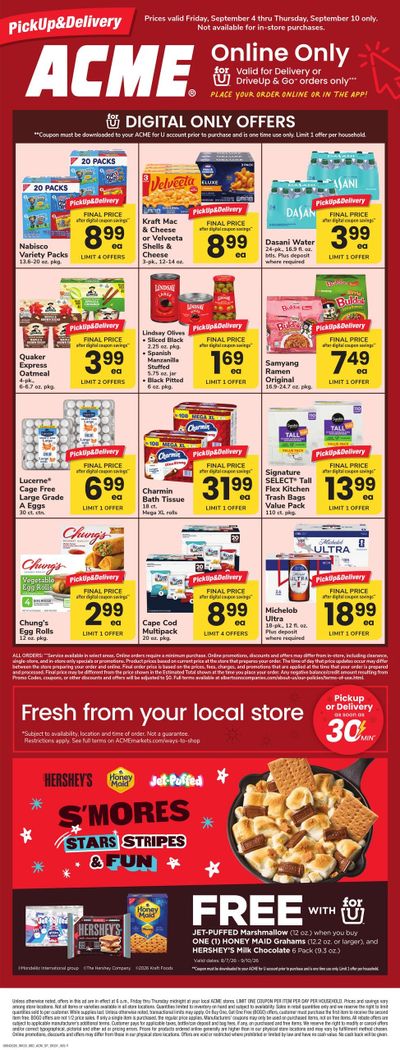 Acme Markets (Yonkers Area, NY) Bonus Online Savings Weekly Ad September 4 - 10, 2026