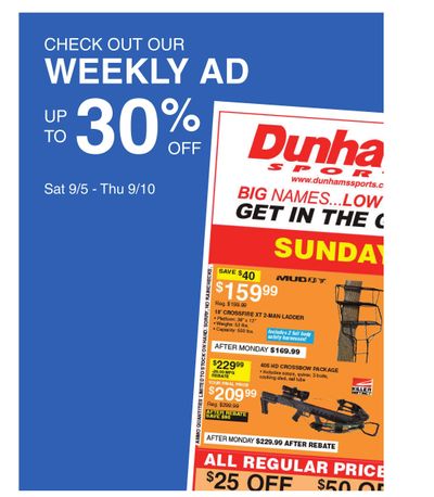 Dunham's Sports (Durham Area, NC) Weekly Ad September 5 - 10, 2026
