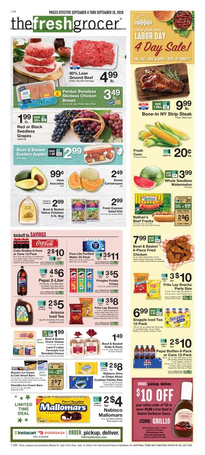 The Fresh Grocer (1880 Stefko Blvd, Bethlehem, PA) Weekly Ad September 4 - 10, 2026