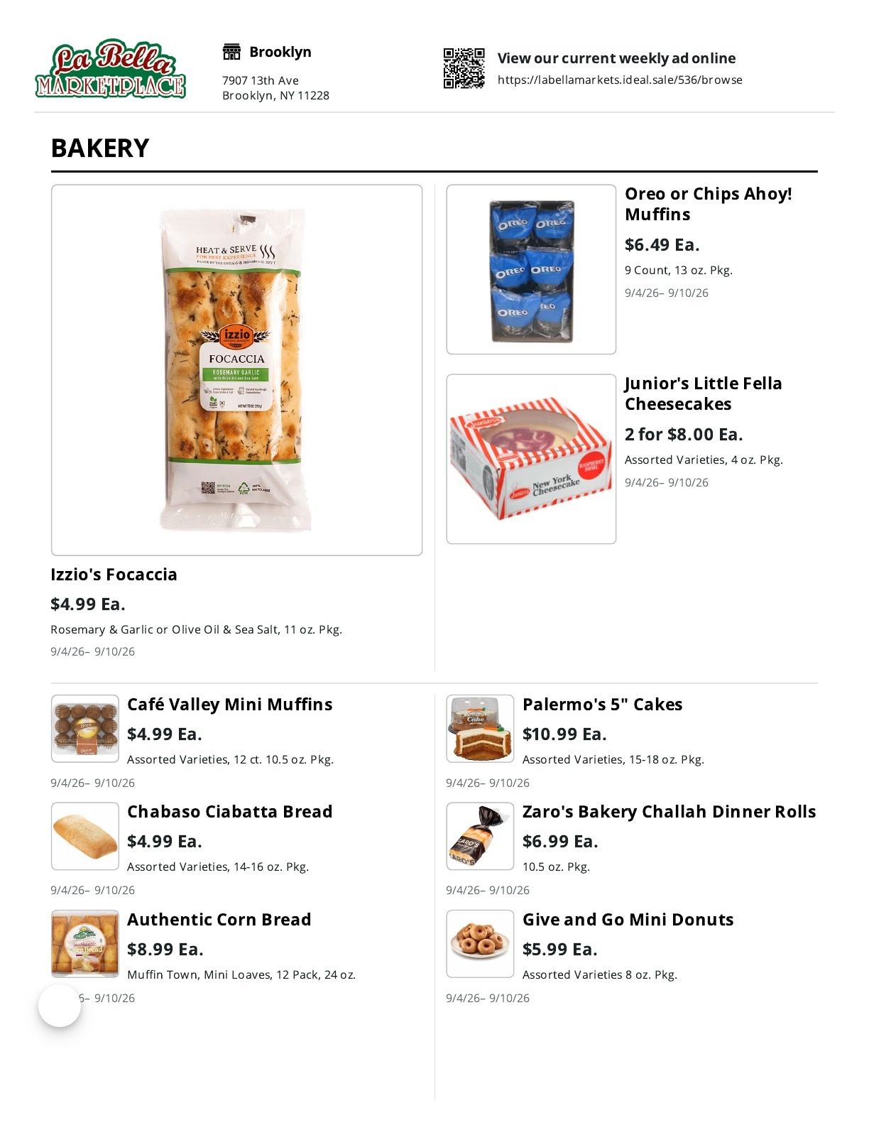 La Bella Marketplace Weekly Ad September 4 - 10, 2026