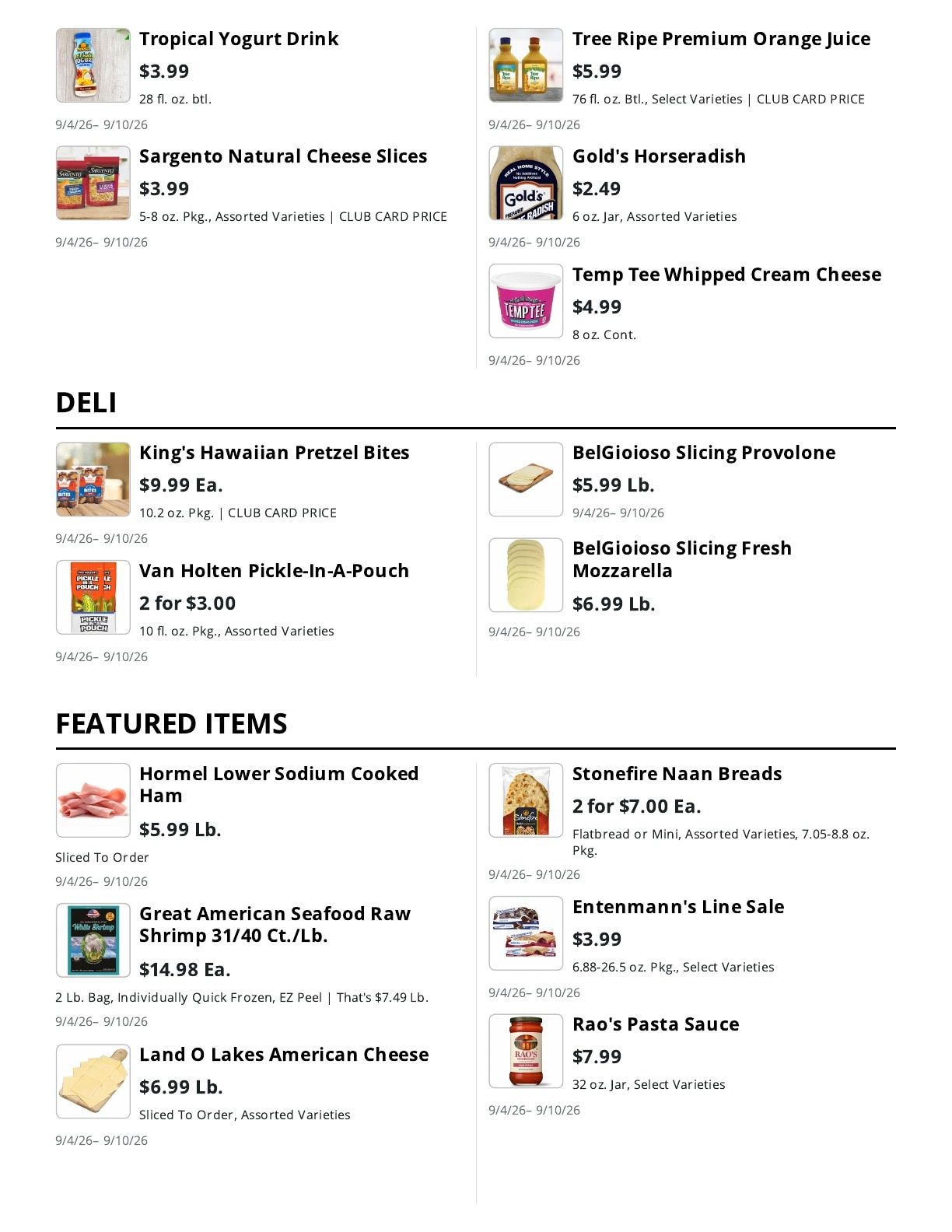 La Bella Marketplace Weekly Ad September 4 - 10, 2026