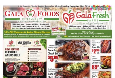 Gala Supermarkets (Carle Place Area, NY) Weekly Ad September 4 - 10, 2026