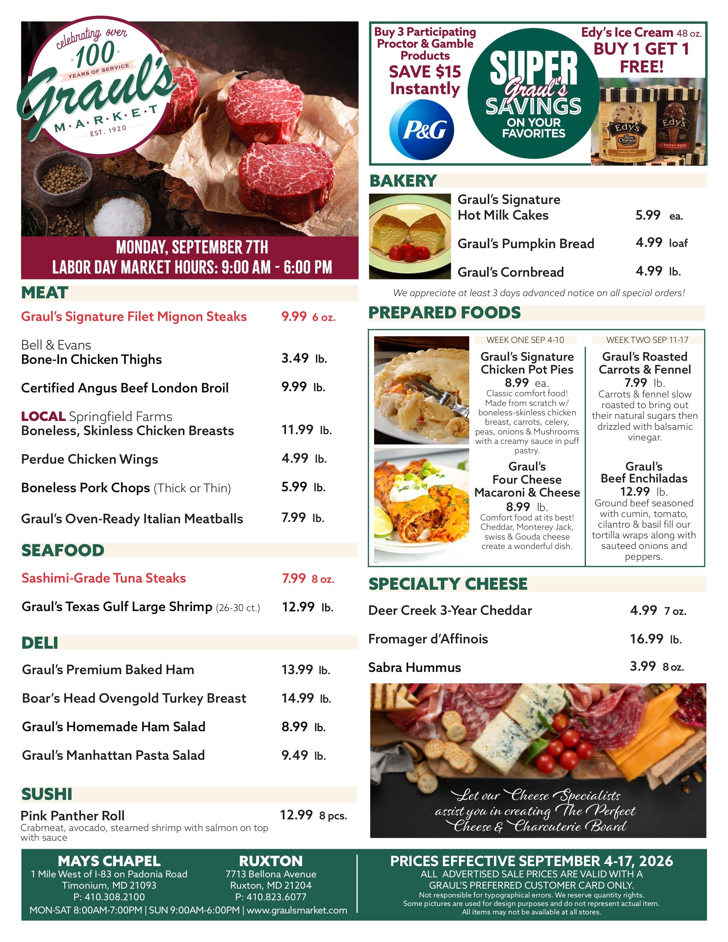 Graul's Market (Lutherville and Towson, MD) Weekly Ad September 4 - 17, 2026
