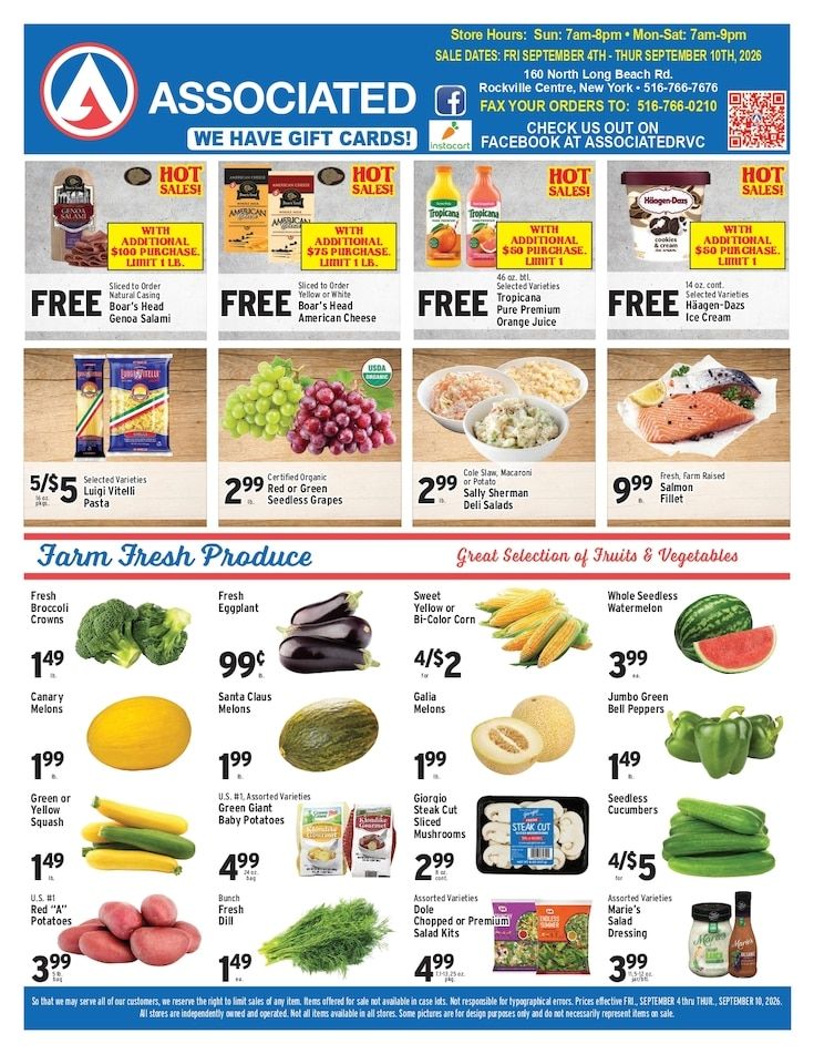 Rockville Centre Associated Weekly Ad September 4 - 10, 2026