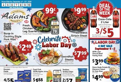 Adams Hometown Market (25 Providence Street, West Warwick, RI) Weekly Ad September 4 - 10, 2026