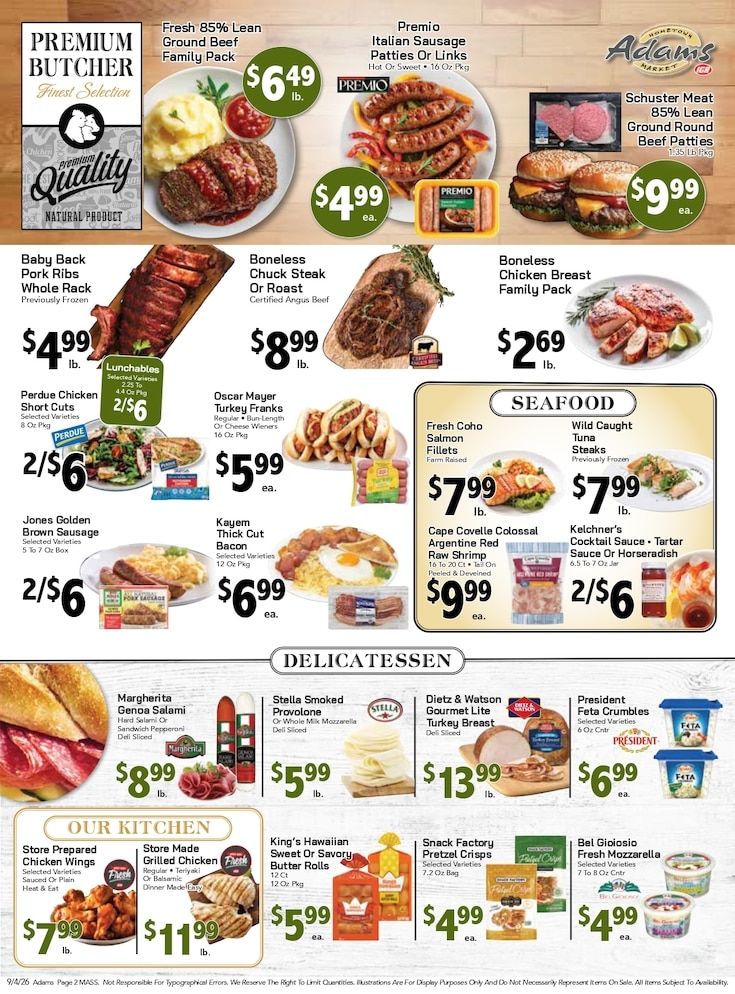 Adams Hometown Market (25 Providence Street, West Warwick, RI) Weekly Ad September 4 - 10, 2026