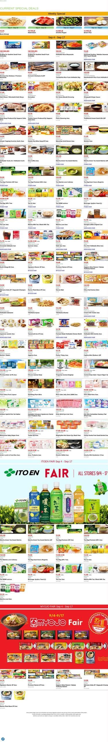 Mitsuwa Marketplace (Costa Mesa Area, CA) Weekly Ad September 4 - 10, 2026