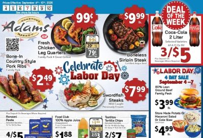 Adams Hometown Market Weekly Ad September 4 - 10, 2026
