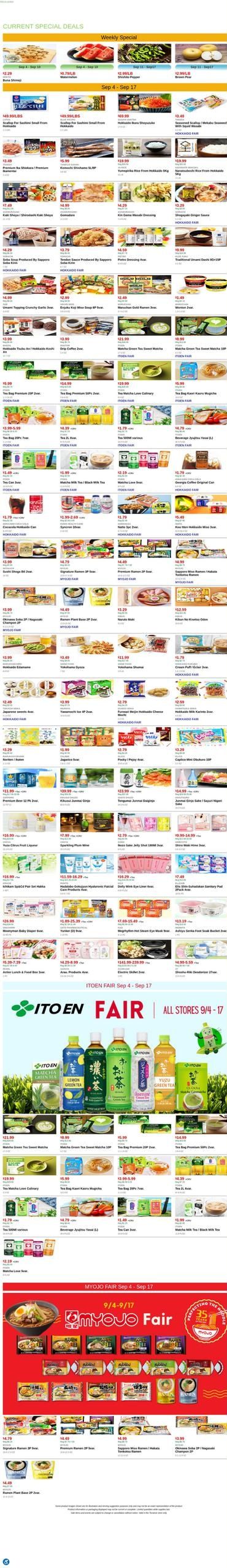 Mitsuwa Marketplace (Long Beach-Torrance Area, CA) Weekly Ad September 4 - 10, 2026