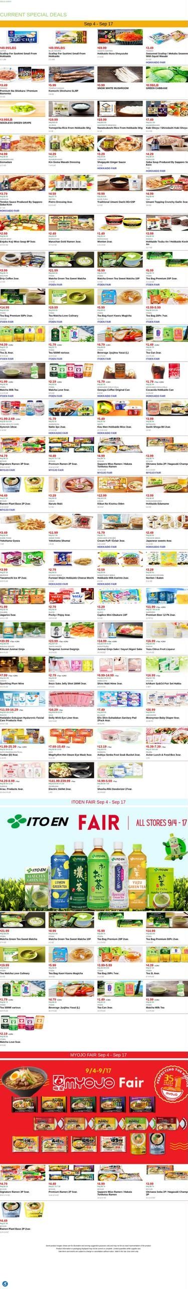 Mitsuwa Marketplace (San Jose Area, CA) Weekly Ad September 4 - 17, 2026