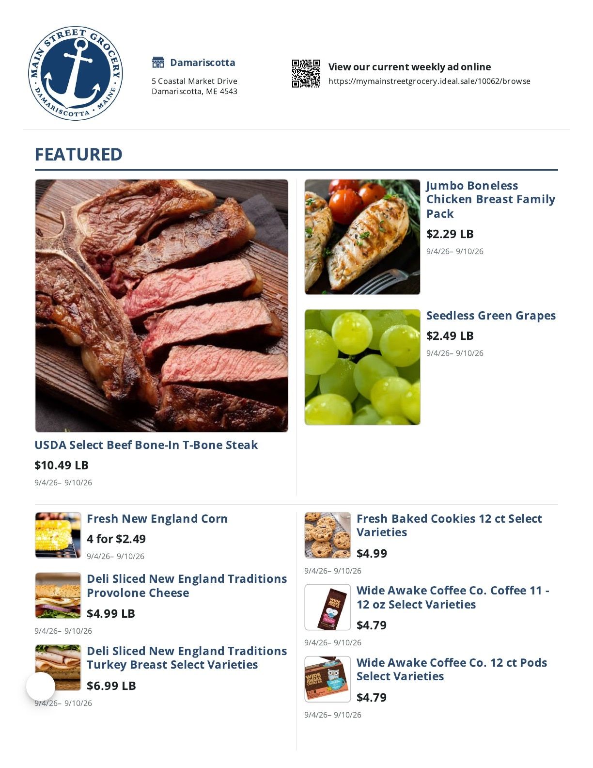 Main Street Grocery Weekly Ad September 4 - 10, 2026
