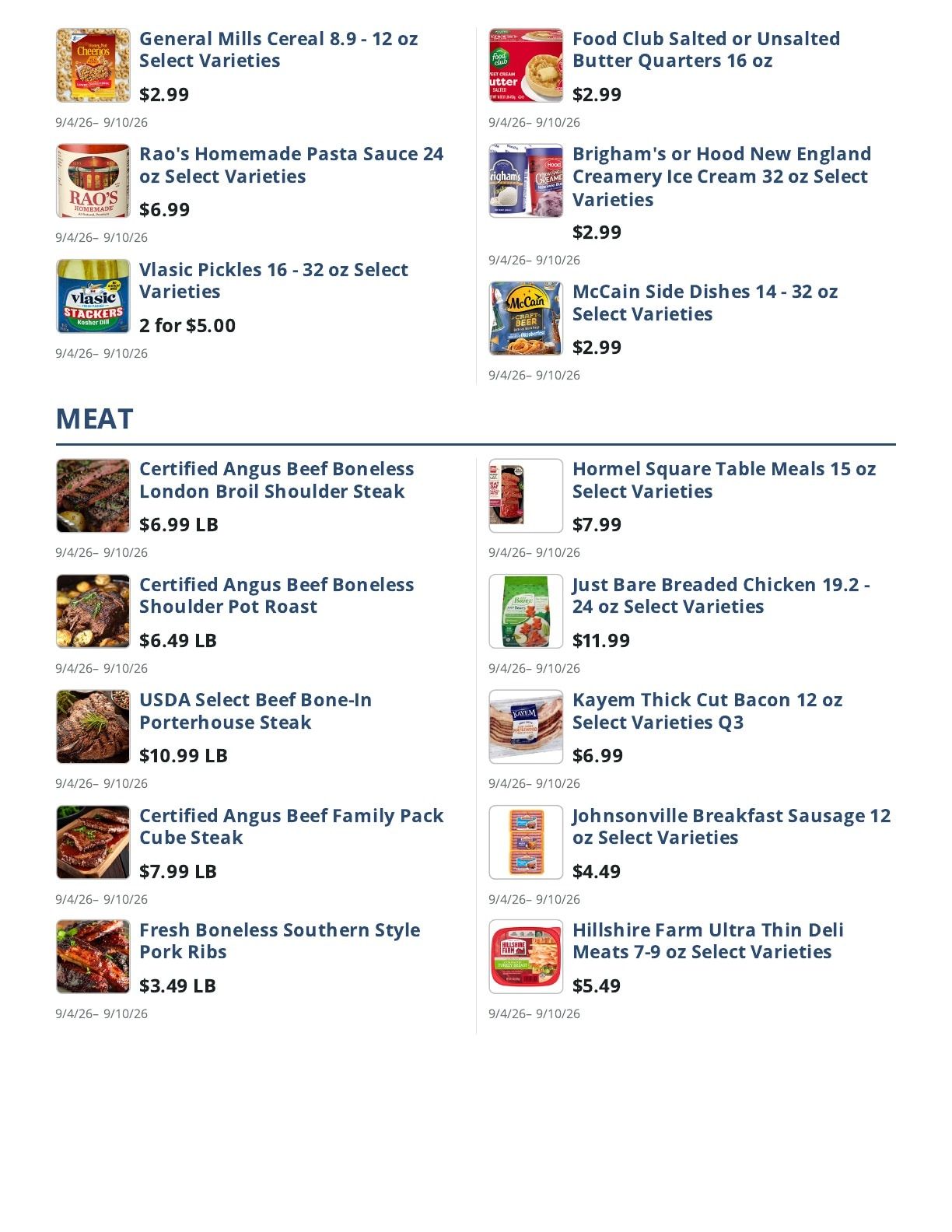 Main Street Grocery Weekly Ad September 4 - 10, 2026