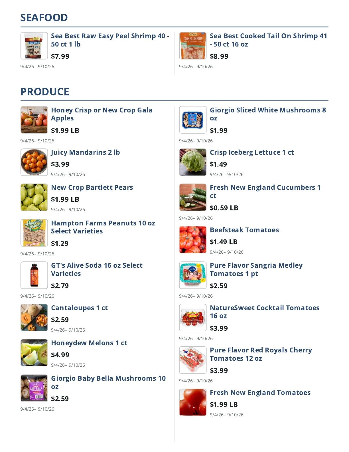 Main Street Grocery Weekly Ad September 4 - 10, 2026