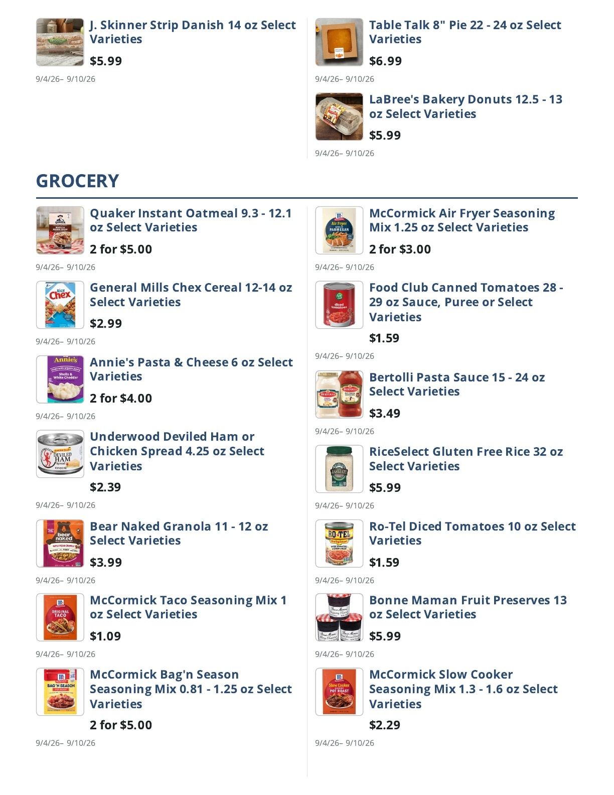 Main Street Grocery Weekly Ad September 4 - 10, 2026
