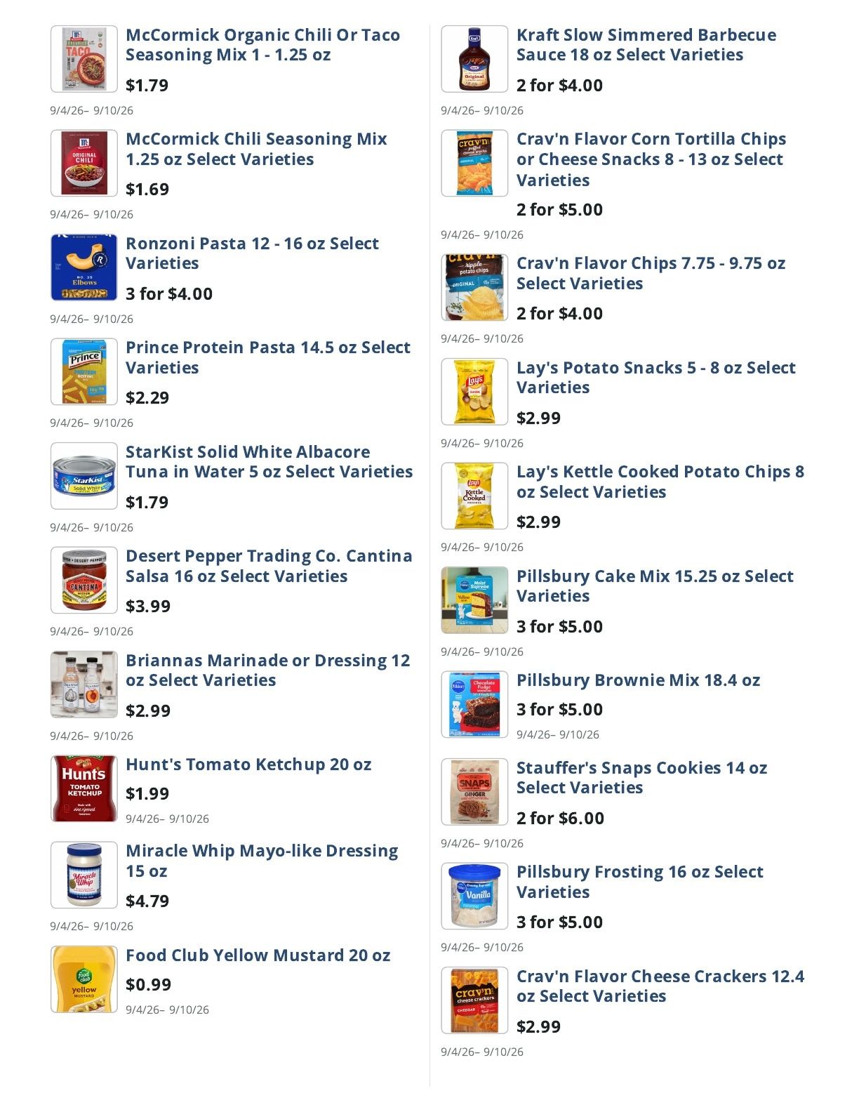 Main Street Grocery Weekly Ad September 4 - 10, 2026