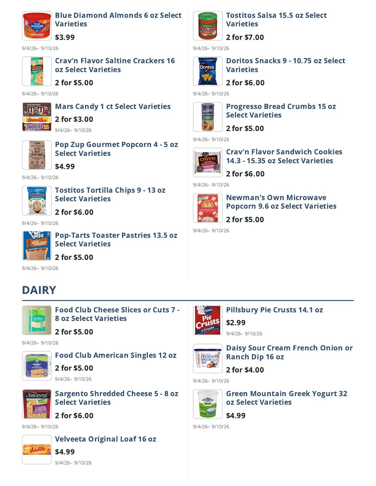 Main Street Grocery Weekly Ad September 4 - 10, 2026