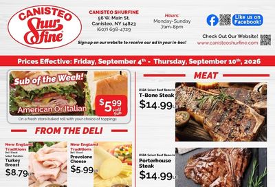 Canisteo Shurfine Weekly Ad September 4 - 10, 2026