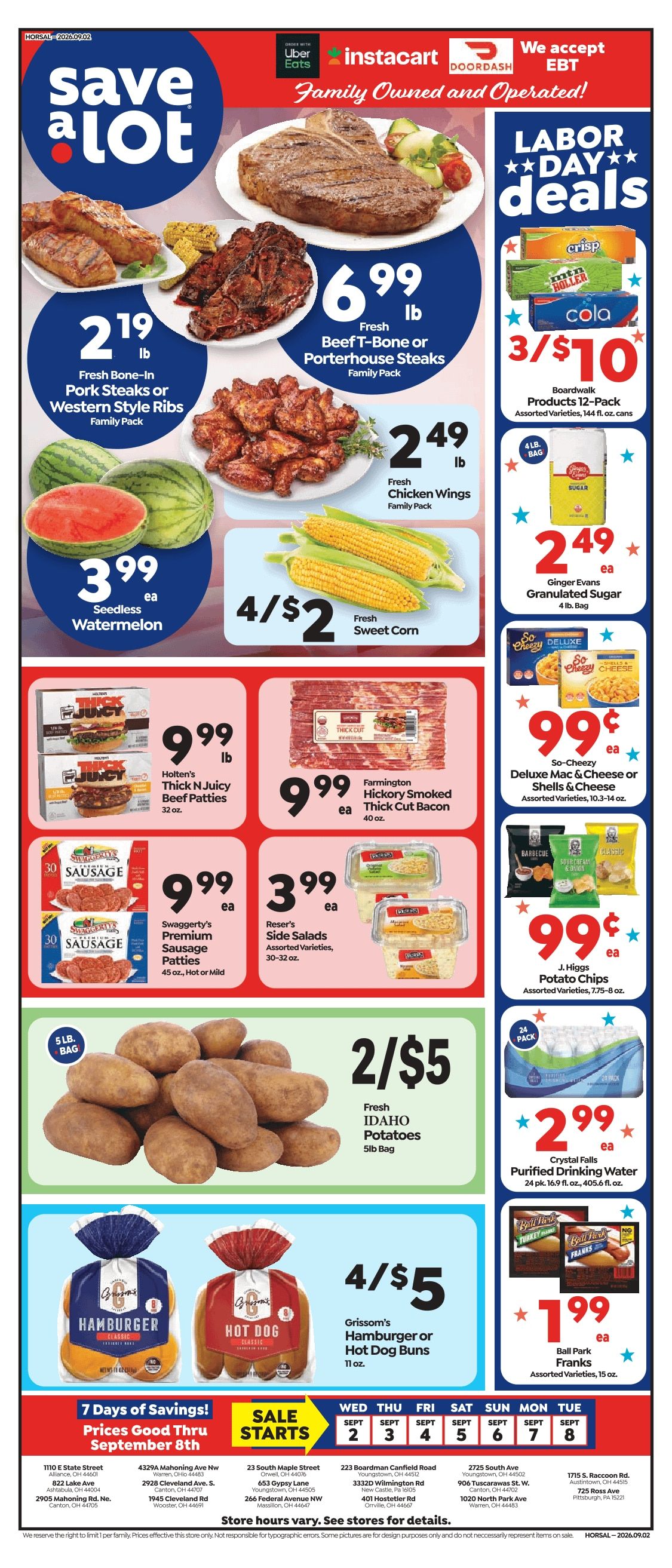 Save a Lot Food Stores (Canton Area, OH) Weekly Ad September 2 - 8, 2026