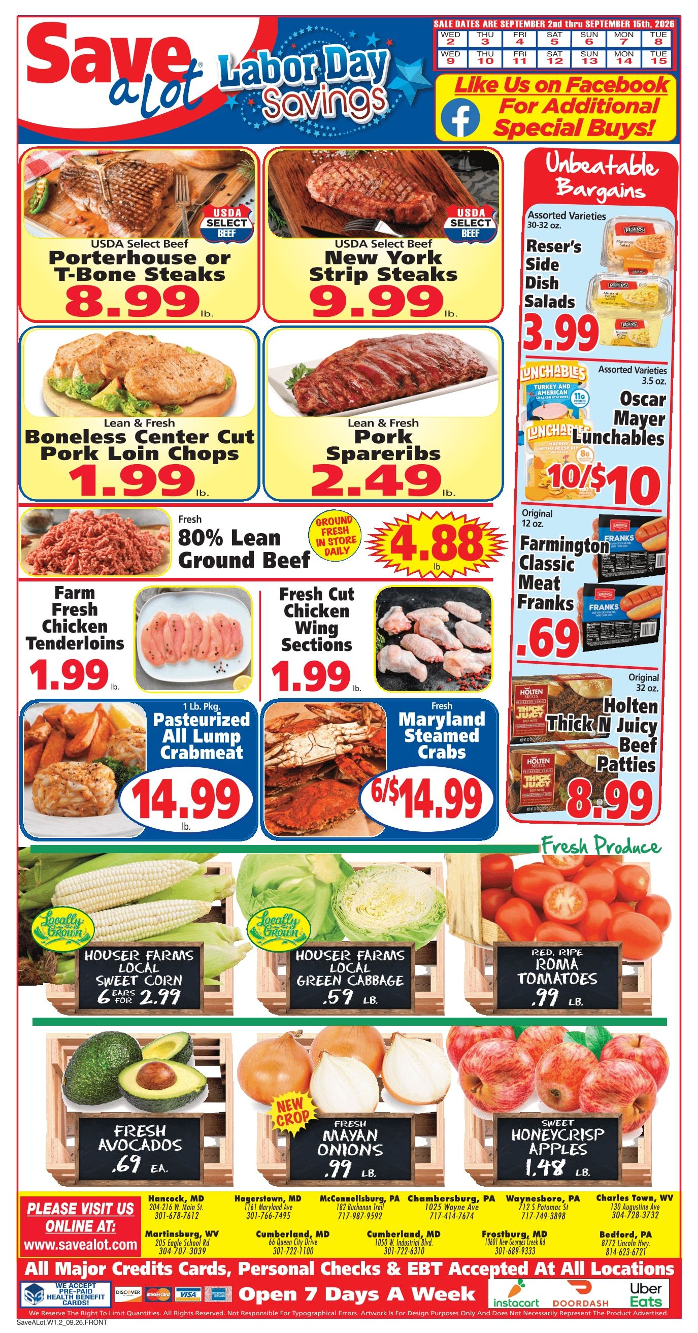 Save a Lot Food Stores (Martinsburg, WV) Weekly Ad September 2 - 15, 2026