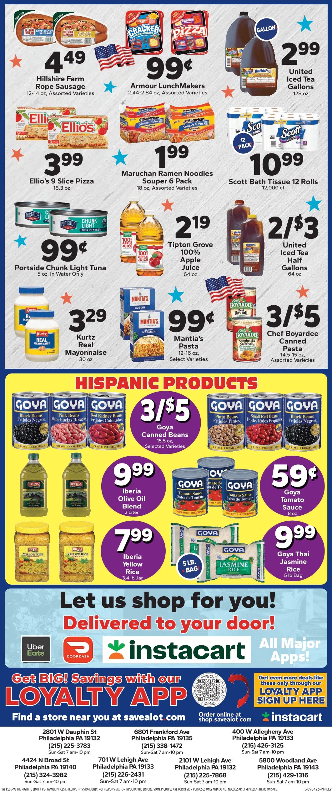 Save a Lot Food Stores (Philadelphia Area, PA) Weekly Ad September 4 - 10, 2026