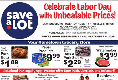 Save a Lot Food Stores (Russell Springs, KY) Weekly Ad September 2 - 8, 2026