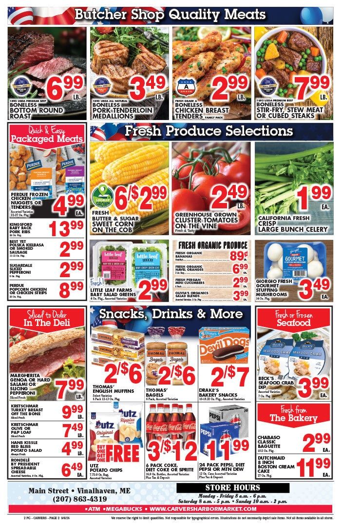 Carver's Harbor Market Weekly Ad September 4 - 10, 2026