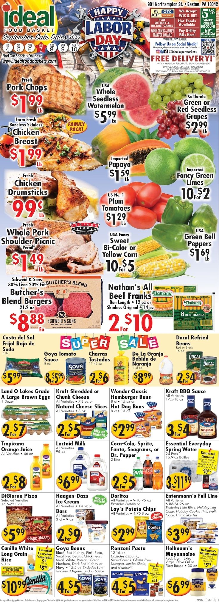 Ideal Food Basket (Easton, PA) Weekly Ad September 4 - 10, 2026