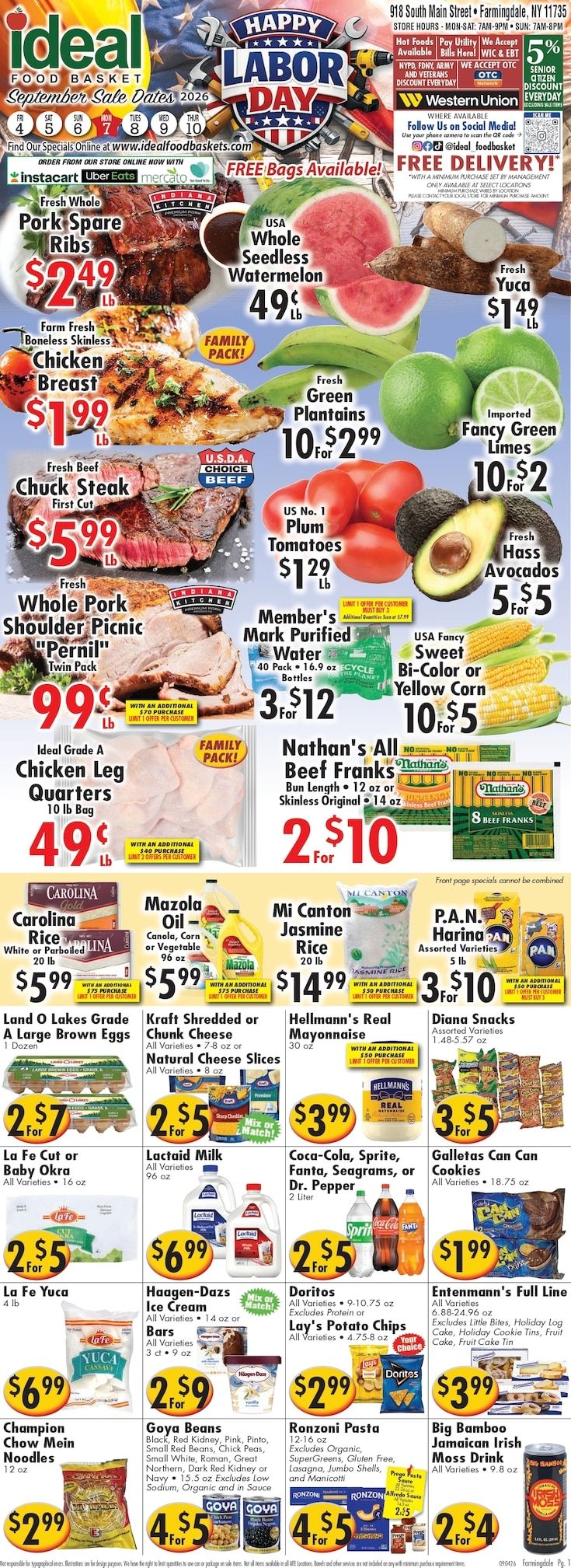 Ideal Food Basket (Farmingdale, NY) Weekly Ad September 4 - 10, 2026