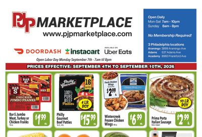 PJP Marketplace Grocery Specials 09/04-09/10 Weekly Ad September 4 - 10, 2026
