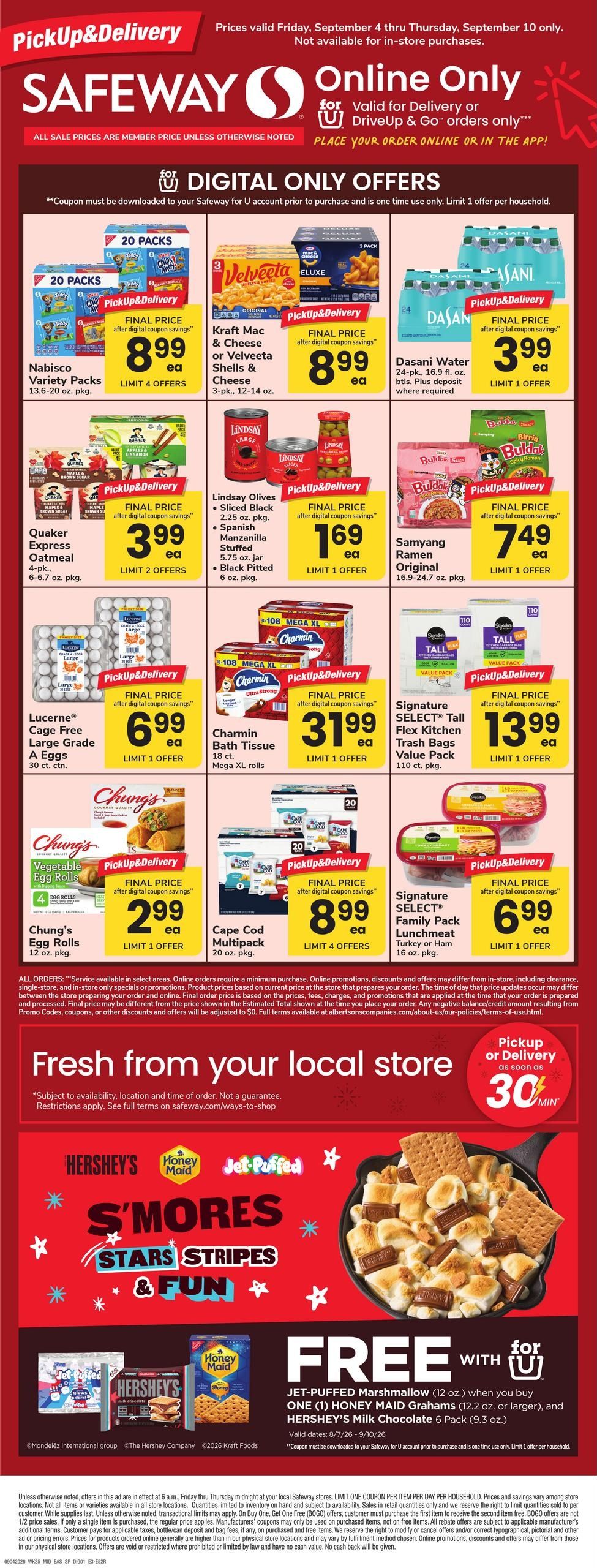Safeway (Bethany Beach Area, DE) Bonus Online Savings Weekly Ad September 4 - 10, 2026