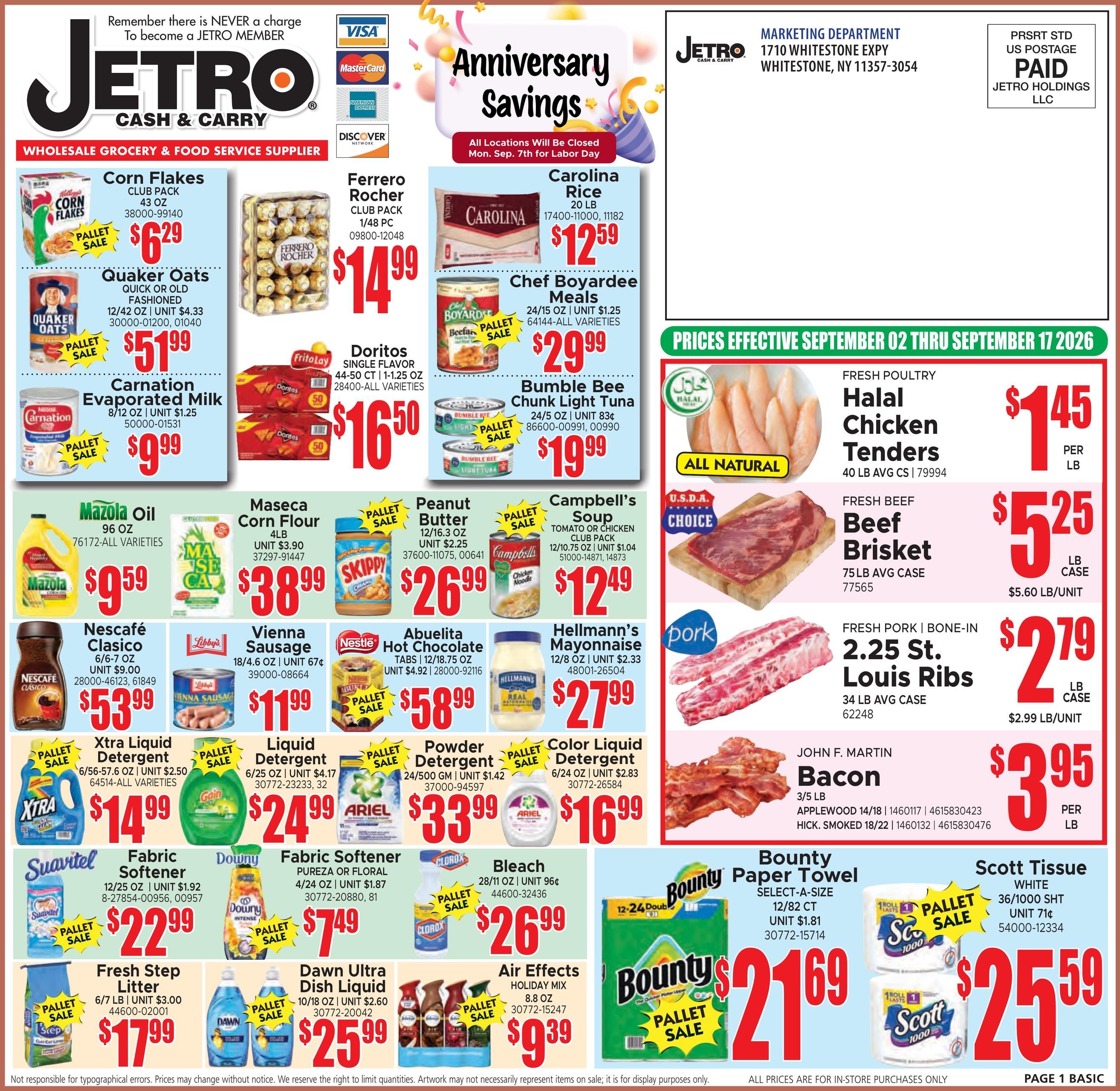 Jetro (Haddonfield Area, NJ) Weekly Ad September 2 - 17, 2026