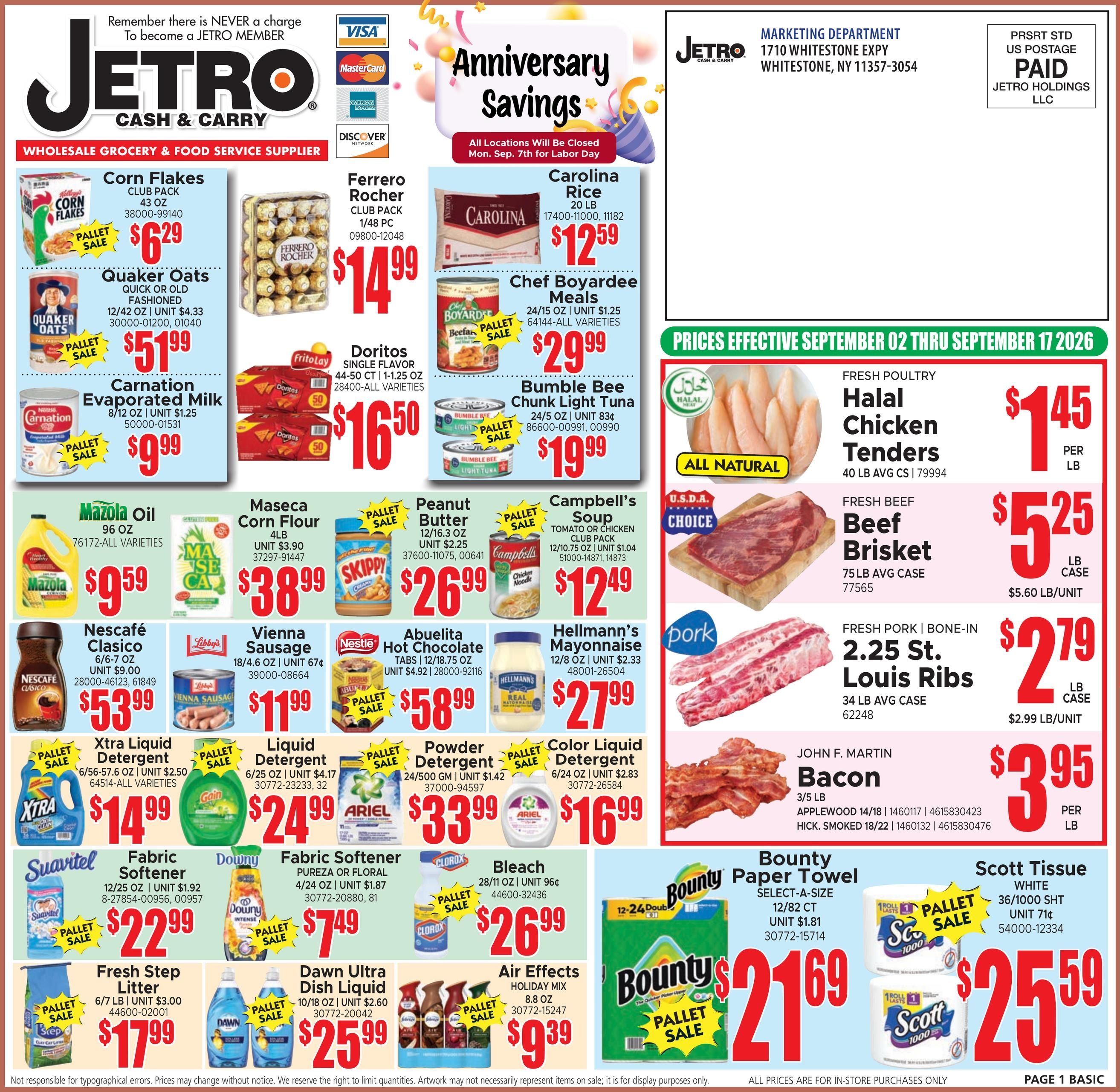 Jetro (Jersey City Area, NJ) Weekly Ad September 2 - 17, 2026