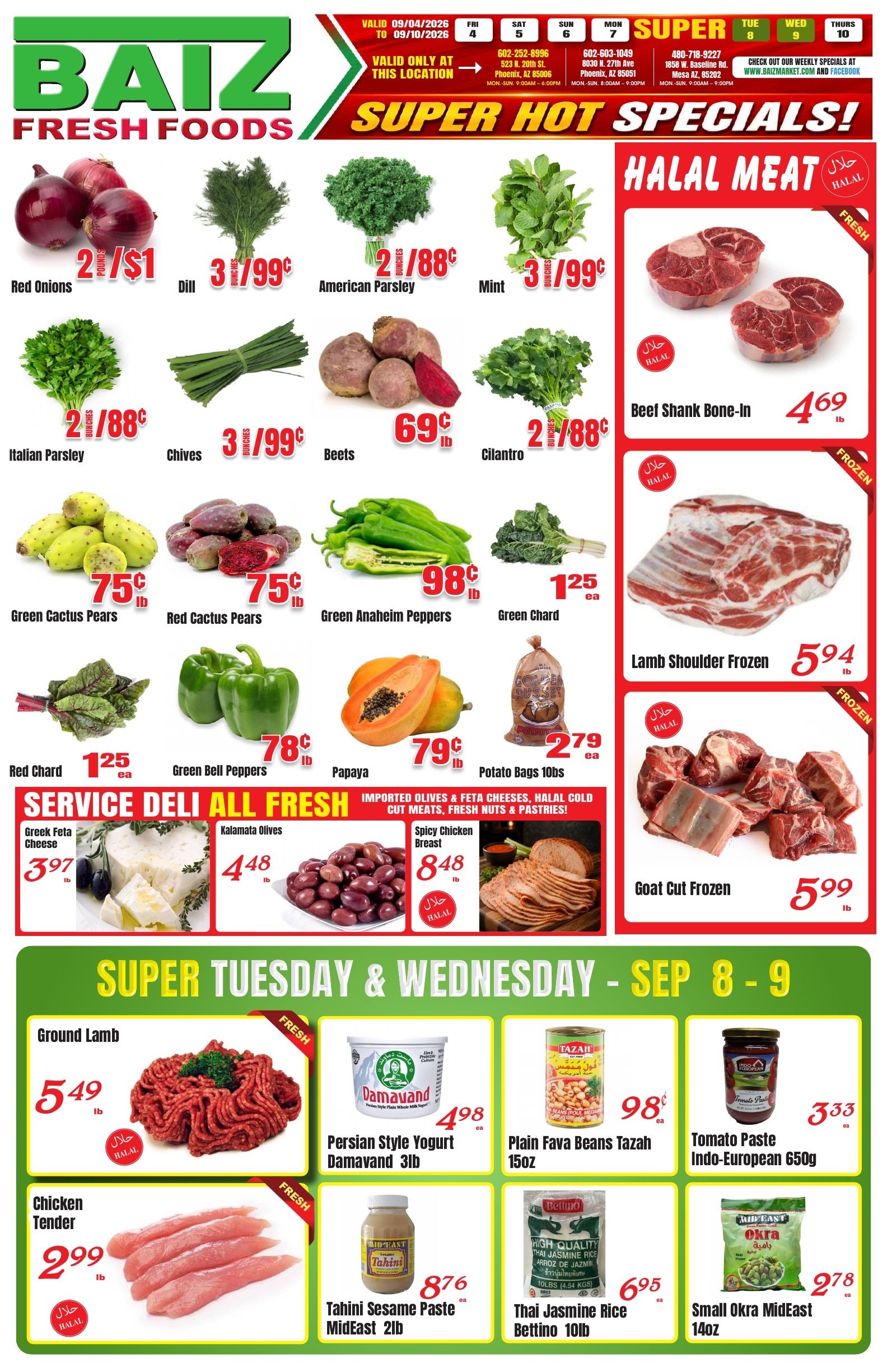 Baiz Market (523 North 20th Street, Phoenix, AZ) Weekly Ad September 4 - 10, 2026