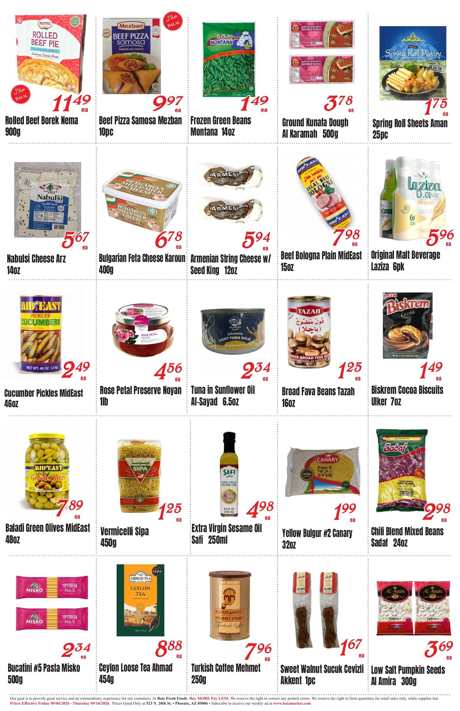 Baiz Market (523 North 20th Street, Phoenix, AZ) Weekly Ad September 4 - 10, 2026