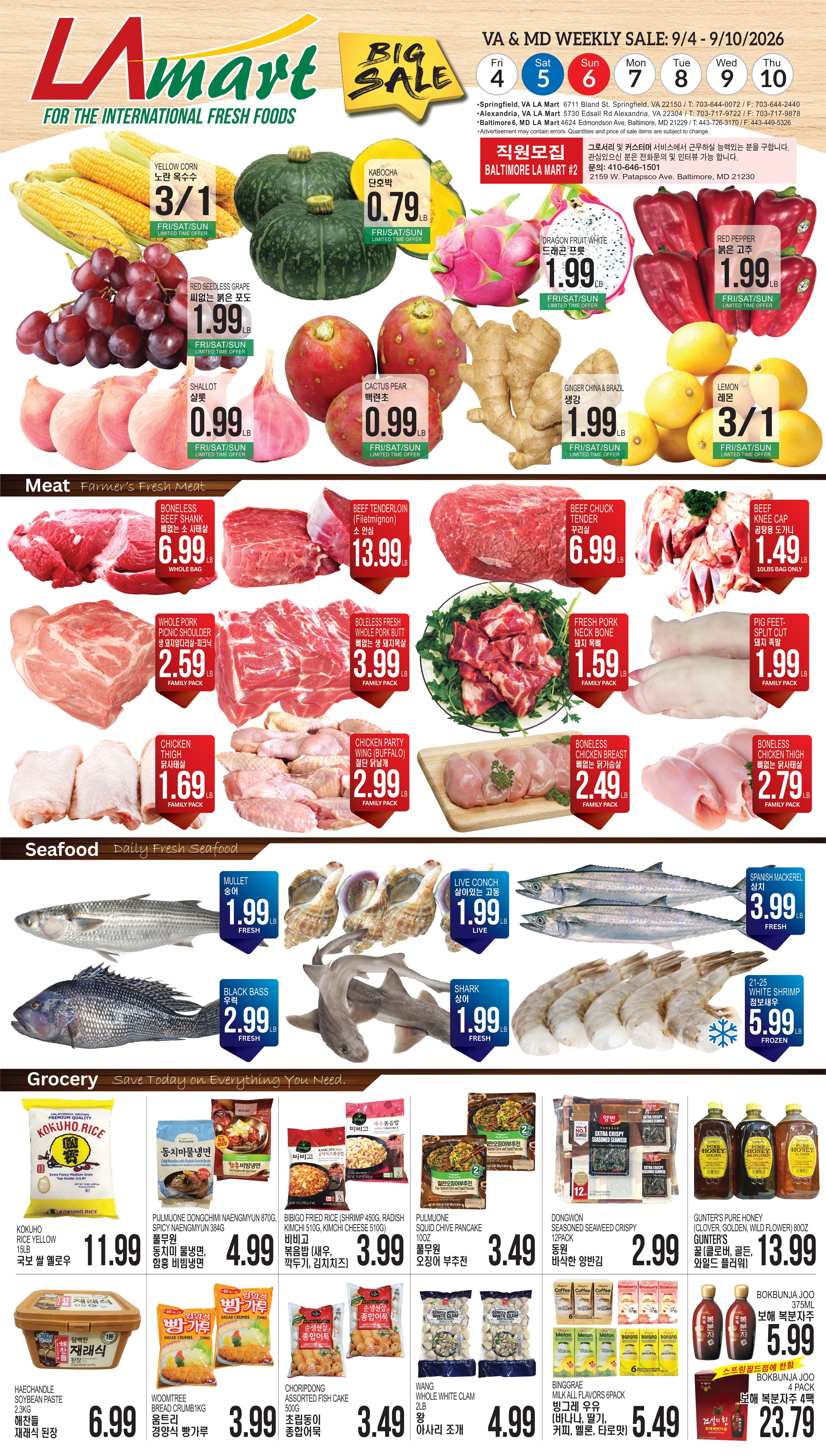 LA Mart Korean Weekly Ad September 4 - 10, 2026